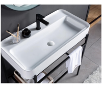 Lavabos de console de salle de bains de vanité de marbre blanc naturel avec la jambe de support d'évier