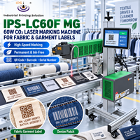 Machine de marquage laser CO2 IPS-LC60F MG 60w pour tissus, textiles, étiquettes de vêtements, codes QR, codes-barres, numéros de série