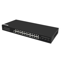 Switch Gigabit Ethernet de 24 Puertos, 4 Ópticos y 24 Eléctricos, Gestión de Red QoS, Capacidad de 56 Gbps, Modelo XH-8800-4S24F-GL
