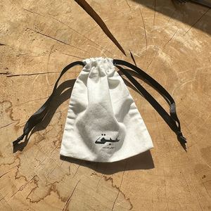 Nice Quality Washable Small Cotton Dust <b>Bag</b> Eco Gift <b>Drawstring</b> <b>Bag</b> With Black Ribbons - Product Image 3