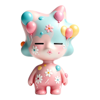 Figurine en PVC Pastel Ballon Daisy Star Head, Dégradé Rose Bleu, Mignonne Poupée en Vinyle, Fabrication Chinoise OEM Personnalisée, Cadeau d'Anniversaire Idéal