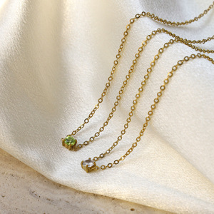 Zircon Pendant Necklace For Women Claw Setting Fine Jewelry Everyday Wear Geometric Design Gold Chain Clavicle Accessory - Product Image 1