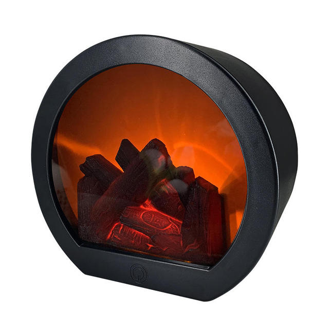 USB Battery Powered LED Fireplace Flame Lamp Warm White Retro Christmas & Halloween Decorative Lighting with Touch Control