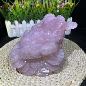 Rose Quartz Money <strong>Toad</strong> Hand Carved <strong>Crystal</strong> Stones Money <strong>Toad</strong> Carvings for Collection - Product Image 3