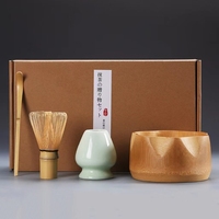 Vente flash - Ensemble de thé vert matcha japonais - Céramique - Fouet en bambou - Cuillère et support pour bol - Qualité supérieure
