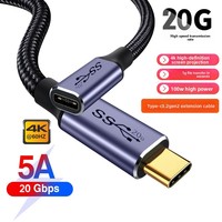 Kabel Ekstensi Tipe C Adaptor Tipe C Pria/Wanita Pria-ke-Pria Pencerminan Layar USB 3.2 Gen2 20 Gbps Transfer Data Kecepatan Tinggi
