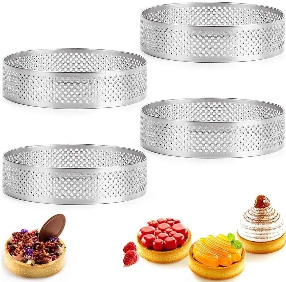 Acier inoxydable perforé rond cuisson gâteau moule poreux mousse pâtisserie tarte gâteau anneau cuisine cuisson accessoires