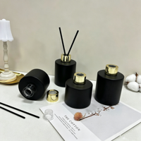 Bouteille en verre ronde pour diffuseur à bâtonnets, personnalisée, 50 ml, 100 ml, noir mat, blanc, colorée, avec bouchon à vis, sérigraphie, emballage carton