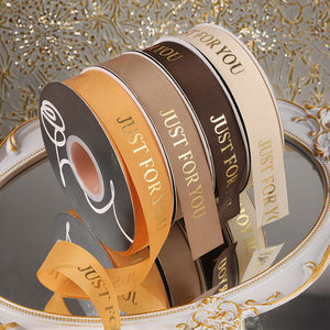 Cinta de Raso Grosgrain de 2.5cm*50Y con Estampado en Caliente, Ideal para Decoración de Cajas de Regalo y Flores para Bodas - Product Image 3