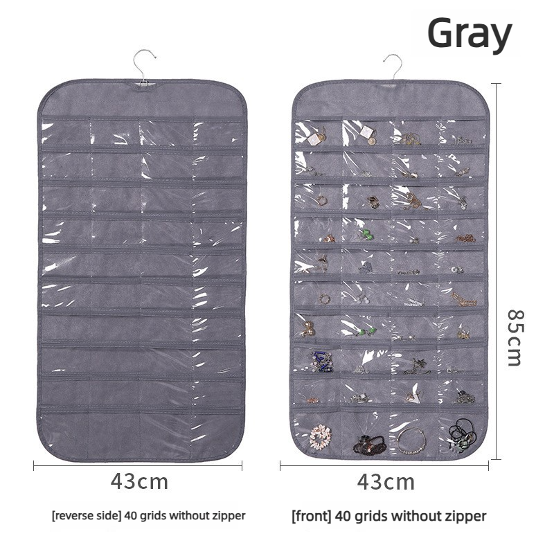 Sac à bijoux avec 80 compartiments - gris