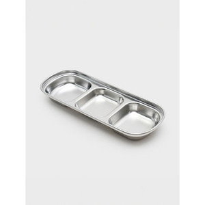 Assiette en plastique durable à trois compartiments en acier inoxydable moderne personnalisable avec technique polonaise colorée au design rectangulaire - Product Image 1