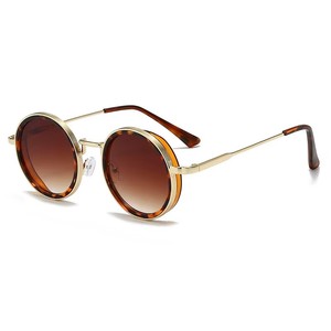 Gafas <span class=keywords><strong>de</strong></span> <span class=keywords><strong>Sol</strong></span> Redondas con Marco Completo, Estilo Steampunk Metálico, Protección UV400, Diseño Europeo Americano <span class=keywords><strong>de</strong></span> Alta Gama <span class=keywords><strong>para</strong></span> Hombre y <span class=keywords><strong>Mujer</strong></span>, Estilo Retro Moderno - Product Image 5