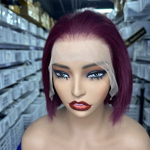 Goodluck pas cher vente en gros prix 13x4 frontal Bob 99j 8-14 pouces perruques de cheveux humains en vente - Product Image 4