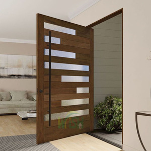 Grande <span class=keywords><strong>porte</strong></span> pivotante en verre en bois massif pour l'entrée d'une maison moderne <span class=keywords><strong>Porte</strong></span> d'entrée de sécurité pivotante en bois pour villa - Product Image 4