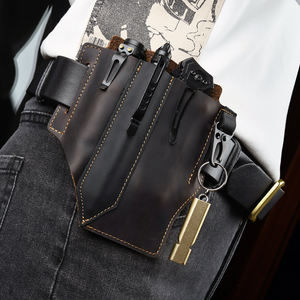 Sac banane pour hommes Crazy Horse en cuir véritable Outils Holster <span class=keywords><strong>Ceinture</strong></span> Sac Multitool <span class=keywords><strong>Gaine</strong></span> Outil Taille Sac Hommes avec porte-clés - Product Image 5