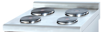 Cuisinière professionnelle de comptoir à quatre brûleurs gaz-électrique, 4 plaques, en acier inoxydable 304, nouvelle génération, haute qualité, marque FuQi, garantie 1 an