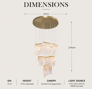 Lámpara colgante de cristal estilo arte moderno con cinta de cristal, LED regulable, para techos altos, decoración de vestíbulo de villa, escalera. - Product Image 3