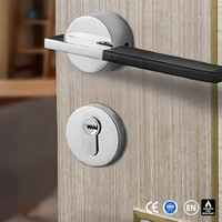 JIXIN Poignée à levier fixe de sécurité sans clé en laiton 60mm pour porte à mortaise avec cylindre de verrouillage à clé