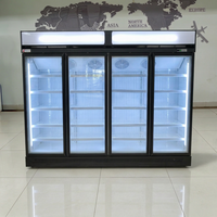 Congélateur vertical de présentation pour supermarché, à porte vitrée simple, refroidissement par ventilateur, congélation profonde à -24 degrés, pour restaurant commercial