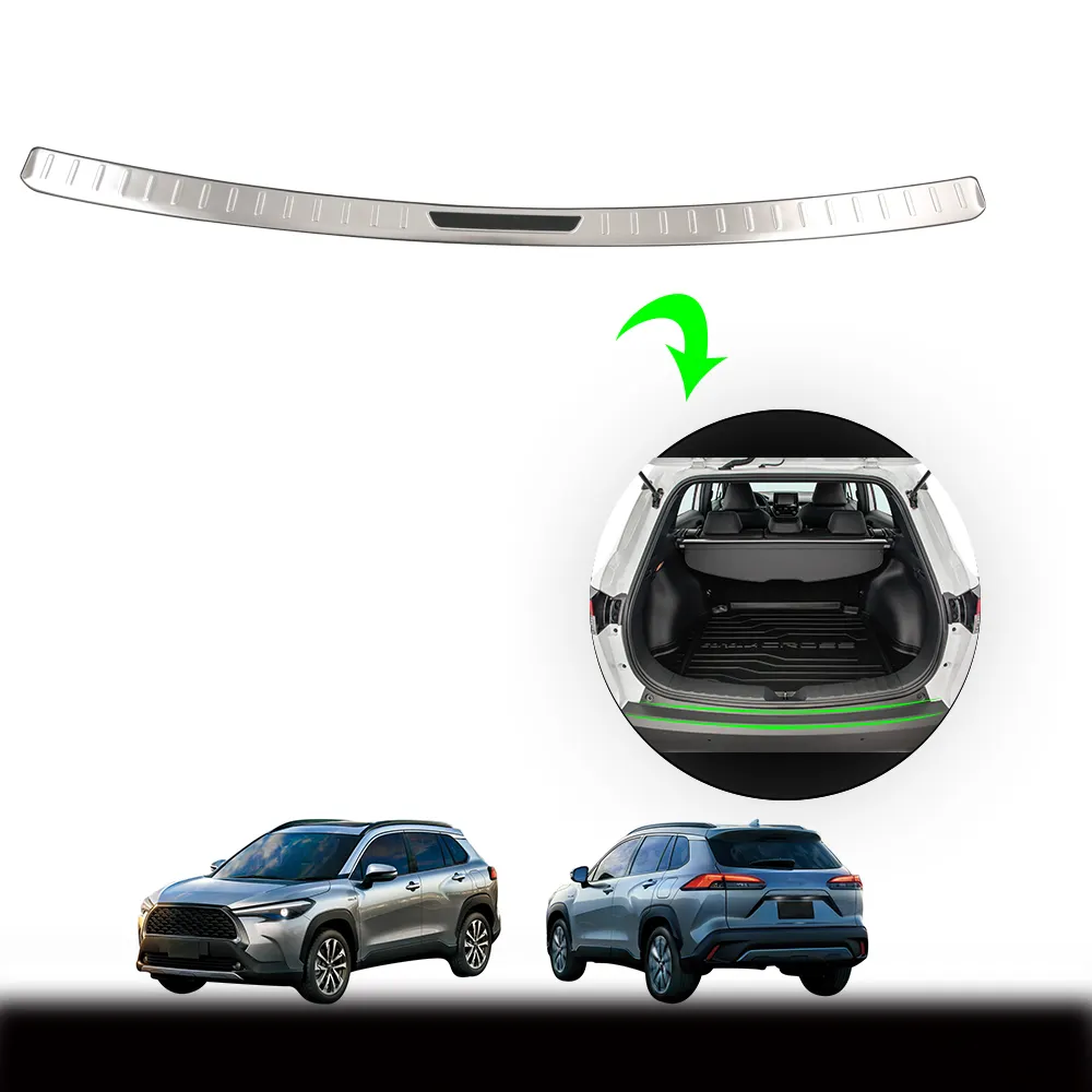 Silver Outer Trunk Rear Guard Plate Sticker Rear Engine Trunk Box Bumper Protector Foot Plate For Toyota Corolla Cross 2020