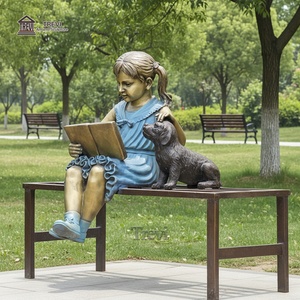 Estatua <span class=keywords><strong>de</strong></span> Bronce <span class=keywords><strong>de</strong></span> Niña y Perro <span class=keywords><strong>de</strong></span> Diseño Personalizado TREVI <span class=keywords><strong>para</strong></span> Decoración <span class=keywords><strong>de</strong></span> Jardín - Product Image 1