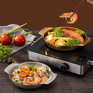 Stainless Steel Korean Style Multi-function <strong>Paella</strong> <strong>Pan</strong> Sliver Kitchen Cooking <strong>Pan</strong> - Product Image 6