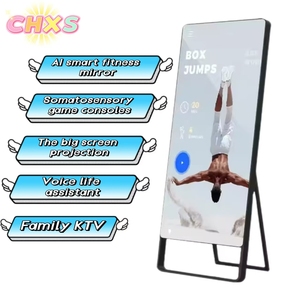 Miroir <span class=keywords><strong>de</strong></span> fitness intelligent Android <span class=keywords><strong>avec</strong></span> écran tactile OLED, support au sol, <span class=keywords><strong>commande</strong></span> <span class=keywords><strong>vocale</strong></span>, vidéo HD pour l'exercice en salle, utilisation en salle <span class=keywords><strong>de</strong></span> sport, 21,5/32/43 pouces - Product Image 1