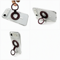 Support de téléphone portable magnétique ultra-fin FGX 2 pièces en alliage d'aluminium PC+N52 de 1,8 mm avec rotation à 360° et support de doigt