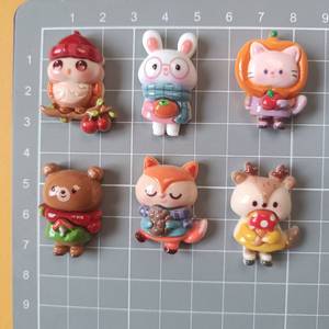 Kawaii Cartoon Animals Flatback Resin <strong>Figurines</strong> 100Pcs Lovely Fox Bear Rabbit <strong>Cat</strong> Slime Charms for Hair Clips Phone Case DIY - Product Image 6