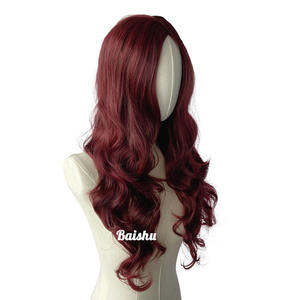 Perruque longue ondulée rouge vin bon marché, avec raie au milieu, pour femmes, moelleuse, douce et de haute qualité, prix de gros - Product Image 3