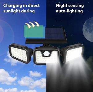 Lampes solaires murales à détecteur de mouvement IP65, lampes solaires de jardin, <span class=keywords><strong>lampe</strong></span> murale LED <span class=keywords><strong>solaire</strong></span>, étanche 3 côtés, 74 LED, lampes solaires d'extérieur - Product Image 3