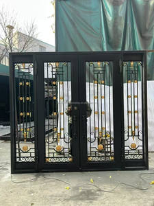 Porte battante moderne en fer forgé, galvanisée, durable, pour usage commercial, revêtement poudré, entrée extérieure, garantie 3 ans, facile à installer - Product Image 4