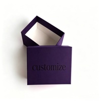Boîte à parfum de luxe avec logo personnalisé, couleur violet foncé, finition mate, base et couvercle en carton rigide, boîte cadeau pour l'emballage de parfums