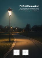Farol Fernandin Palacio China: Luminaria Urbana Moderna, Farola LED para Jardín, Uso en Exteriores, IP66, Construcción de Aluminio, AC, Negro