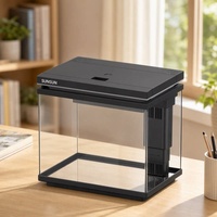 Aquarium auto-circulant ultra-transparent OEM en gros, aquarium de salon, petit aquarium de bureau en verre à faible entretien, taille S