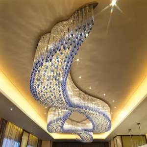Grands lustres fantaisie en cristal personnalisés pour les hôtels salles de banquets Suspension élégante pour l'éclairage de villa Forme longue - Product Image 6