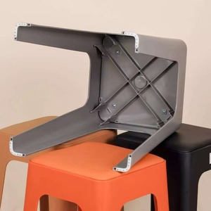 Tabouret en plastique recouvert de cuir, tabouret haut, banc, épaissi, taille adulte, robuste, antidérapant, empilable, antidérapant. - Product Image 4