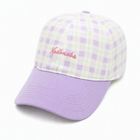 Casquette de baseball réglable unisexe à six panneaux, motif écossais lavande, style décontracté urbain, printemps, OEM, vente en gros