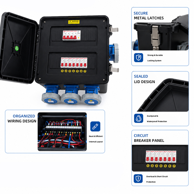 CHENF 32A Customized Power 12/24/36 Ways With Socket &plug Portable Switches Easy to Use Industrial Outdoor Distribution Box