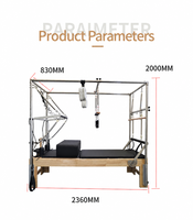 Lit de Pilates trois-en-un en chêne Cadillac, disponible en couleurs personnalisables, idéal pour les studios de gym.