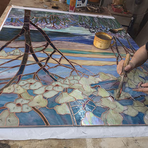 Panneau de fenêtre en vitrail classique personnalisé, fait main en Chine, motif paon, double vitrage, pour mur rideau - Product Image 3