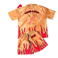 Ensemble short et t-shirt personnalisé avec logo, sublimation, nylon, deux pièces, ensemble short réfléchissant coupe-vent pour homme