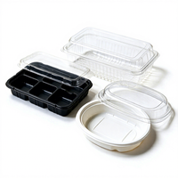 Boîte à compartiments multiples en PET de qualité alimentaire avec couvercle, taille et épaisseur personnalisées, séparateur alimentaire, conteneur d'emballage en plastique