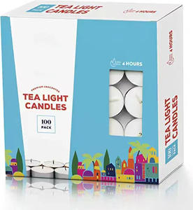 Velas de Té Blancas sin Aroma de 8 Horas, Paquete de 100 Unidades - Product Image 3