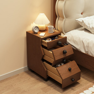 Solid Wood Movable Minimalist Modern <strong>Bedside</strong> <strong>Table</strong> for Home Bedroom Narrow Gap <strong>30cm</strong> Wide Nightstand - Product Image 5
