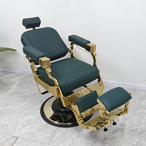 Fauteuil de Barbier de Luxe Vert Hydraulique Professionnel avec Repose-Pieds, Design Vintage Robuste, Cadre Métallique, Rotation à 360 Degrés - Product Image 2
