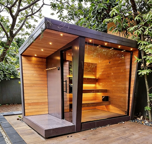 Sauna da Esterno per 4-6 Persone con Doccia Integrata, Sauna a Vapore <span class=keywords><strong>in</strong></span> <span class=keywords><strong>Legno</strong></span> Massiccio con Impianto Doccia Completo - Product Image 5