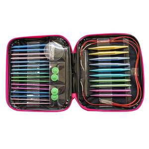 Ensemble d'aiguilles à tricoter avec boucle de tricot en aluminium coloré, clip de changement de cordon détachable - Product Image 1