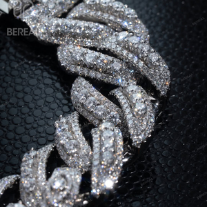 Hiphop stijl VVS <span class=keywords><strong>Moissanite</strong></span> Cuban Link ketting Iced Out custom 925 zilveren diamanten Cuban chain armband Fijne heren sieraden - Product Image 2