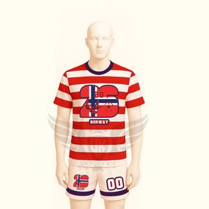 ชุดเสื้อฟุตบอลวินเทจสไตล์นอร์เวย์สำหรับผู้ชาย ชุดเสื้อยืดและกางเกงขาสั้นคุณภาพสูงแบบกำหนดเอง ชุดฝึกซ้อมระดับมืออาชีพ - Product Image 1